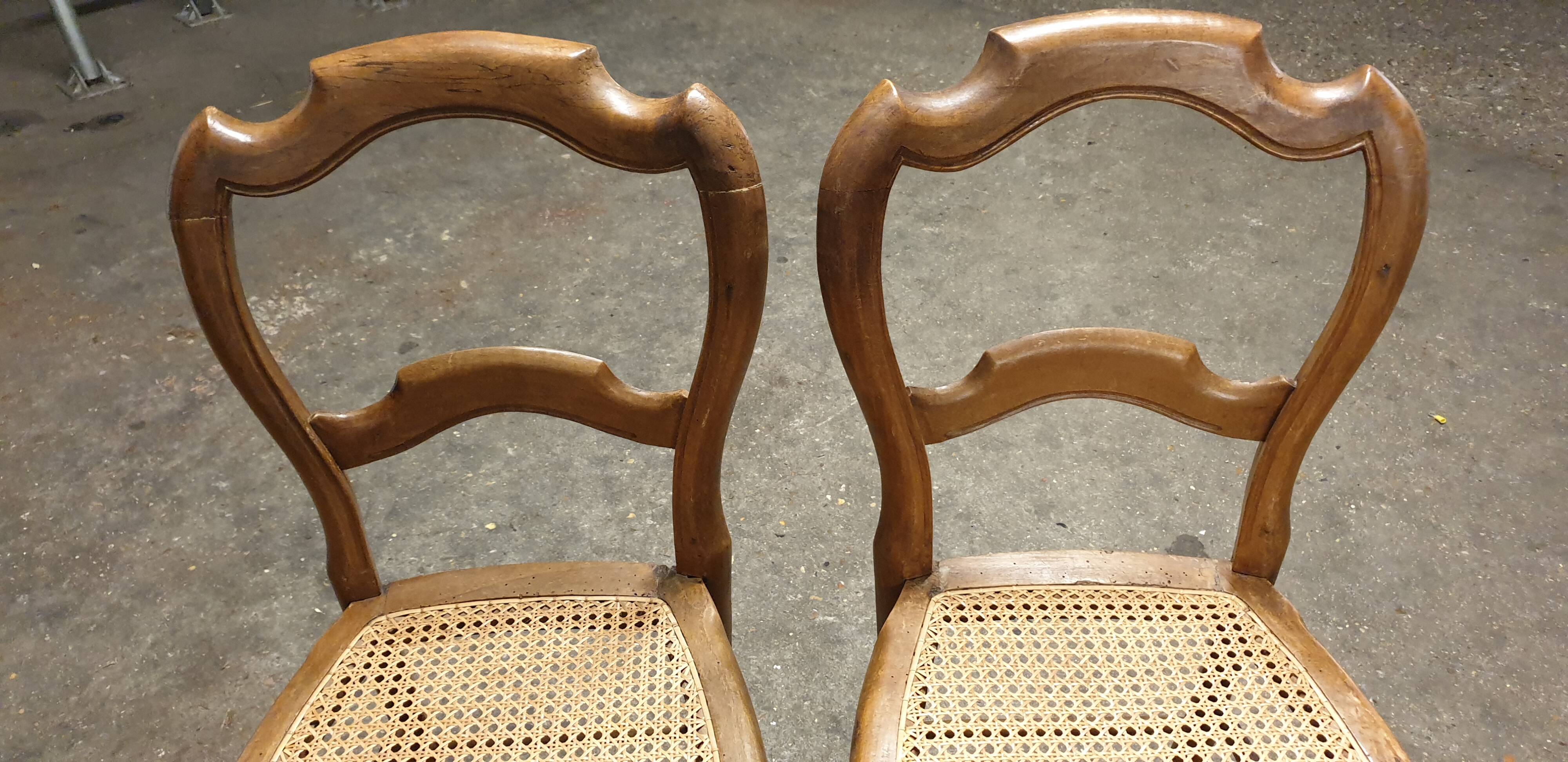 Pair of Louis Philippe walnut/Canage chairs