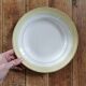 Vintage mismatched hollow plates mint & yellow