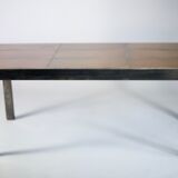 Coffee table signed Roger Capron, steel and ceramic, bird motif