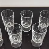 Set of 8 transparent Cavalier Luminarc liqueur glasses with vintage 70'S patterns