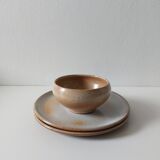 Vintage stoneware plate and bowl lot