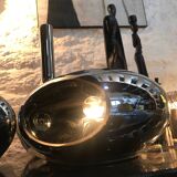 Lampe de Table • Space Ship • Peeble •  Esprit • Verre Soufflé Chromé • 1990
