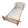 Vintage rattan basket bed child bench 60s