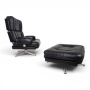 Howard Keith Kohinoor Leather Armchair with Ottoman for HK Furniture, 1970