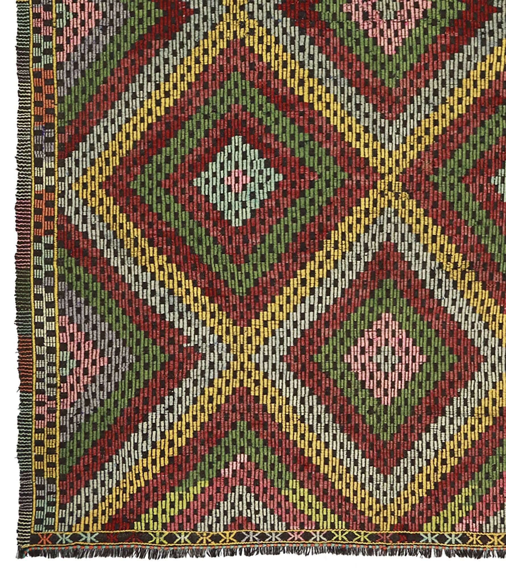Grand Turkish Kilim Yoruk Vintage 211x310 cm Geometric Multicoloured