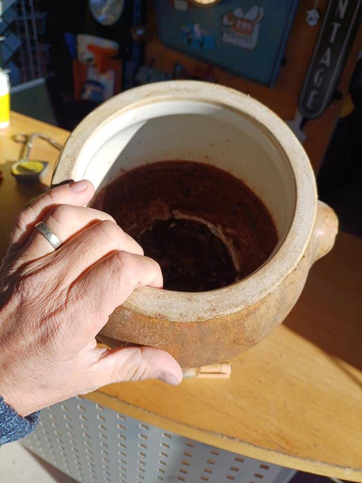 Old stoneware vinegar pot