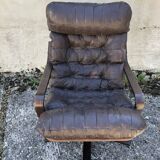 Vintage leather lounge armchair 60s