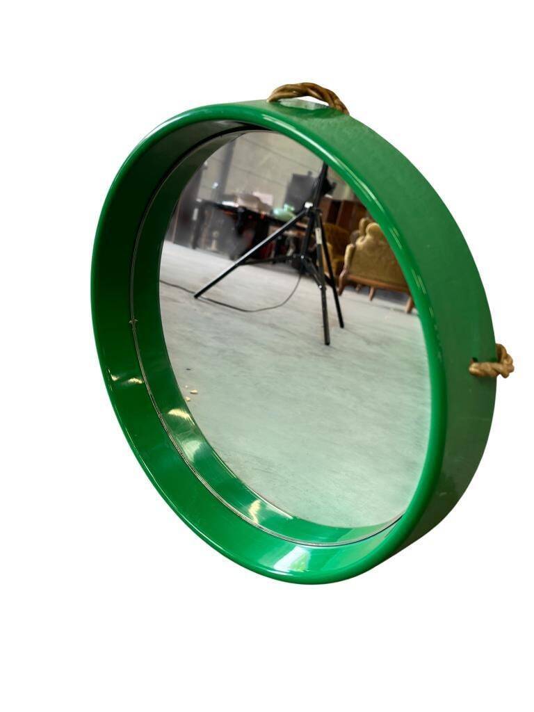 Miroir rond vert vintage de l'ère spatiale