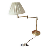 Large golden brass lamp with a movable arm - adjustable desk lamp
