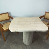 Natural travertine irregular dining table Athéna 90cm x 90cm