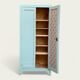 Vintage Parisian wardrobe in grey-blue green.