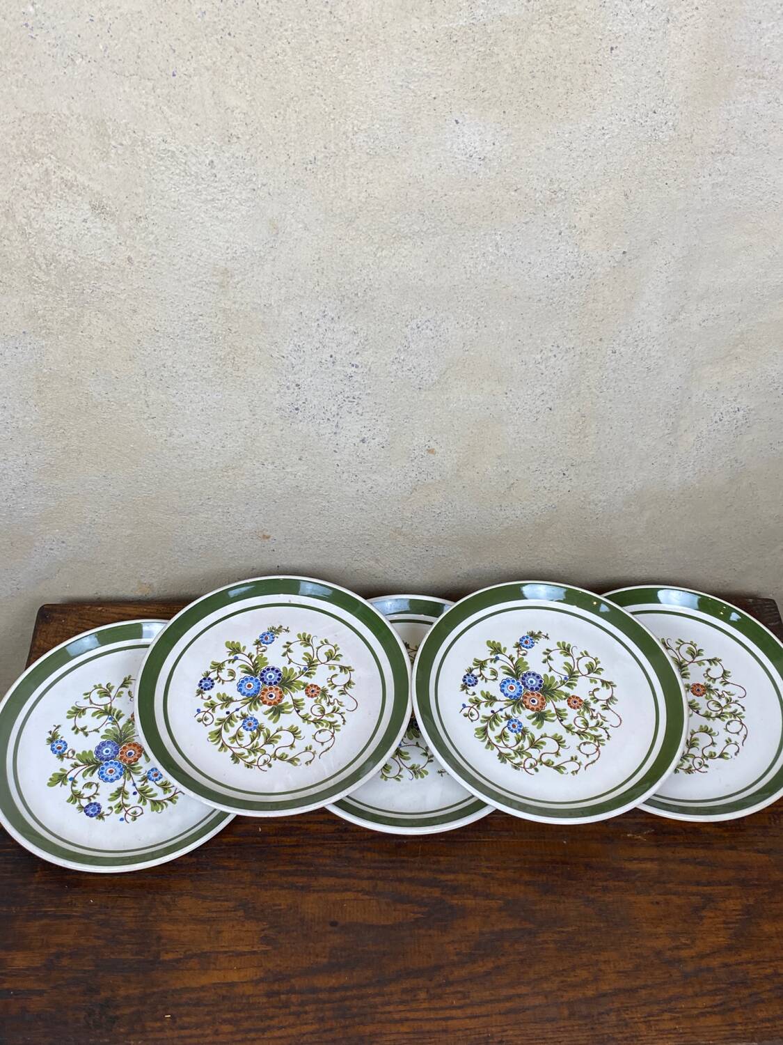 Set of 5 floral ceramic plates by Gualdi Tadino 60s