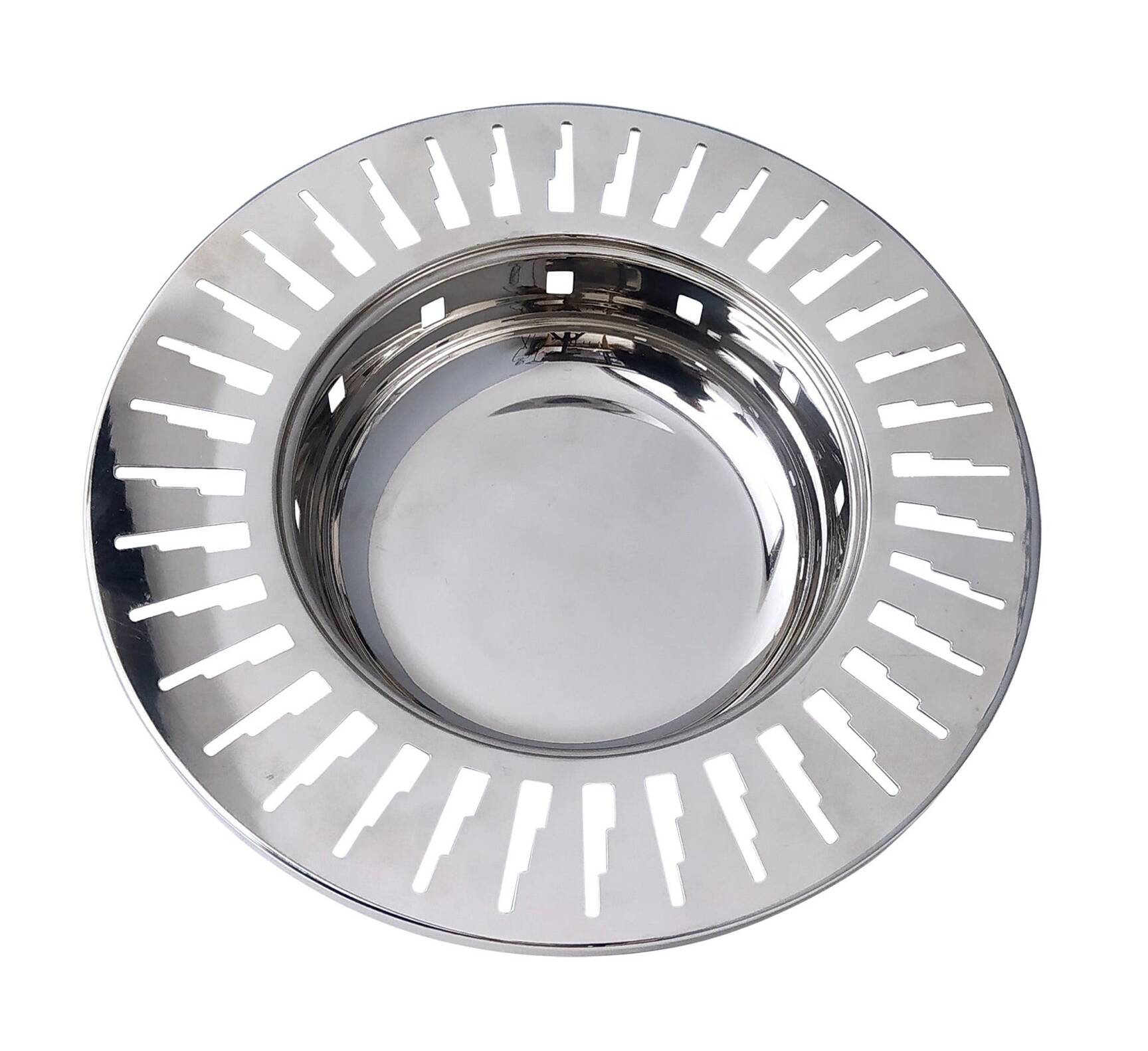 Alessi Stainless Steel Cutout Skyscraper Footed Trinket Bowl or Centerpiece
