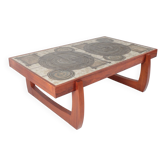 Table basse danoise en palissandre et céramique signée "Ox Art"