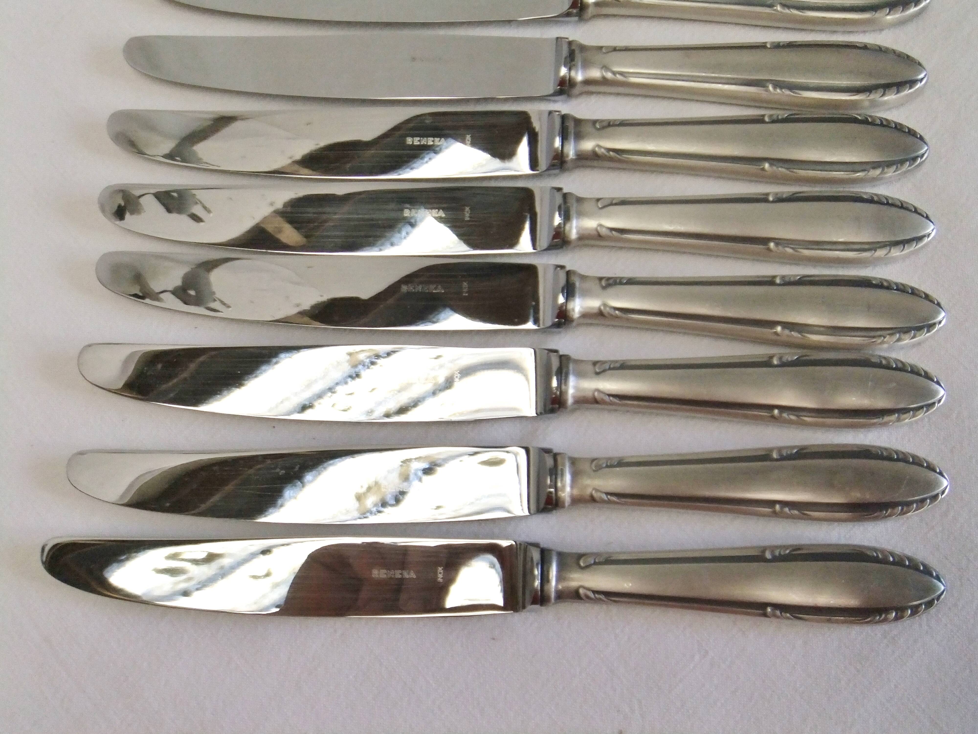 Reneka silver metal knives stainless steel blade filet service cutlery