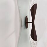 Vintage Brass and Etched and Curved Glass Wall Light ascribable to Fontana Arte