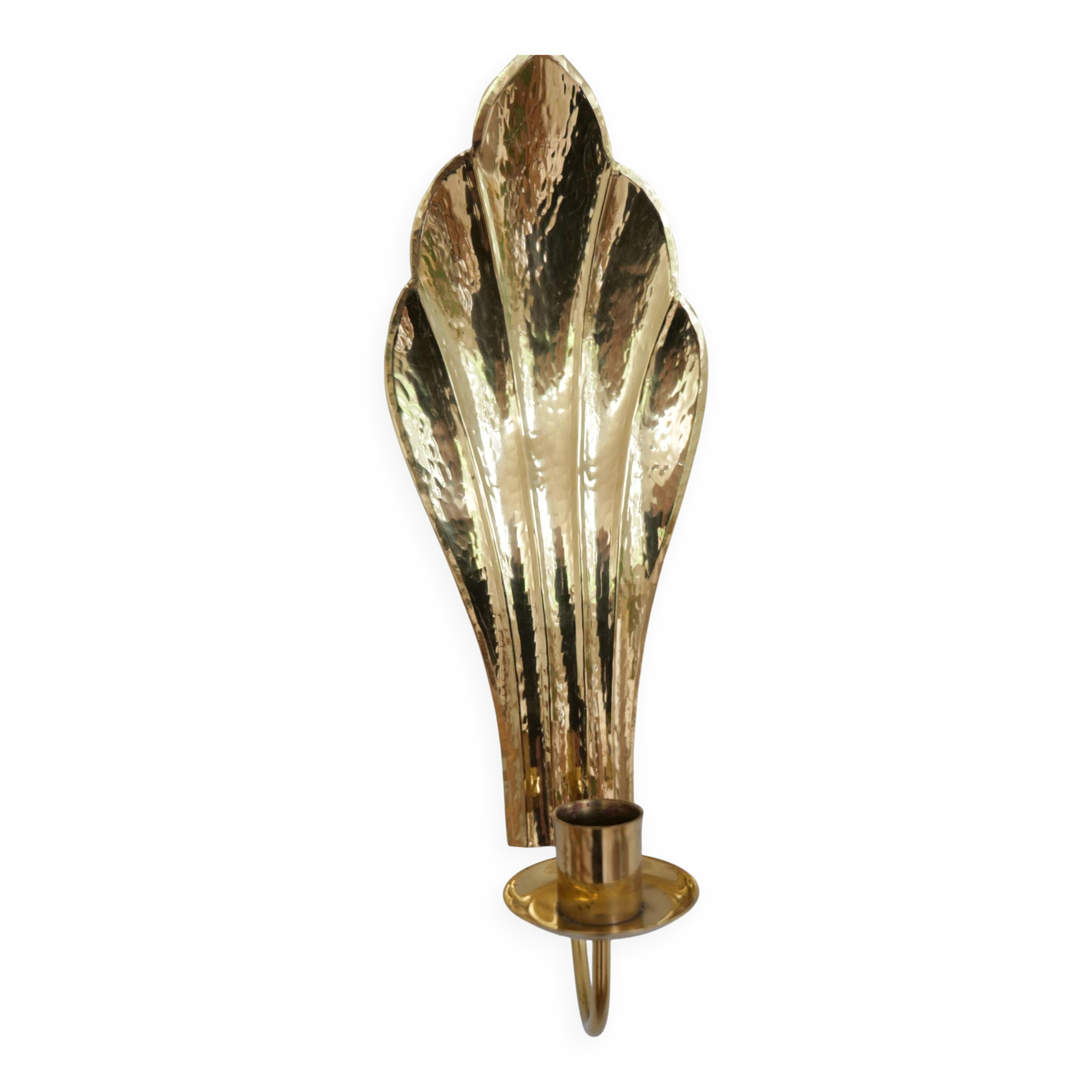 Pair of Art Deco Wall Candle Holders in Brass Holmström, Arvika, Sweden, 1950s