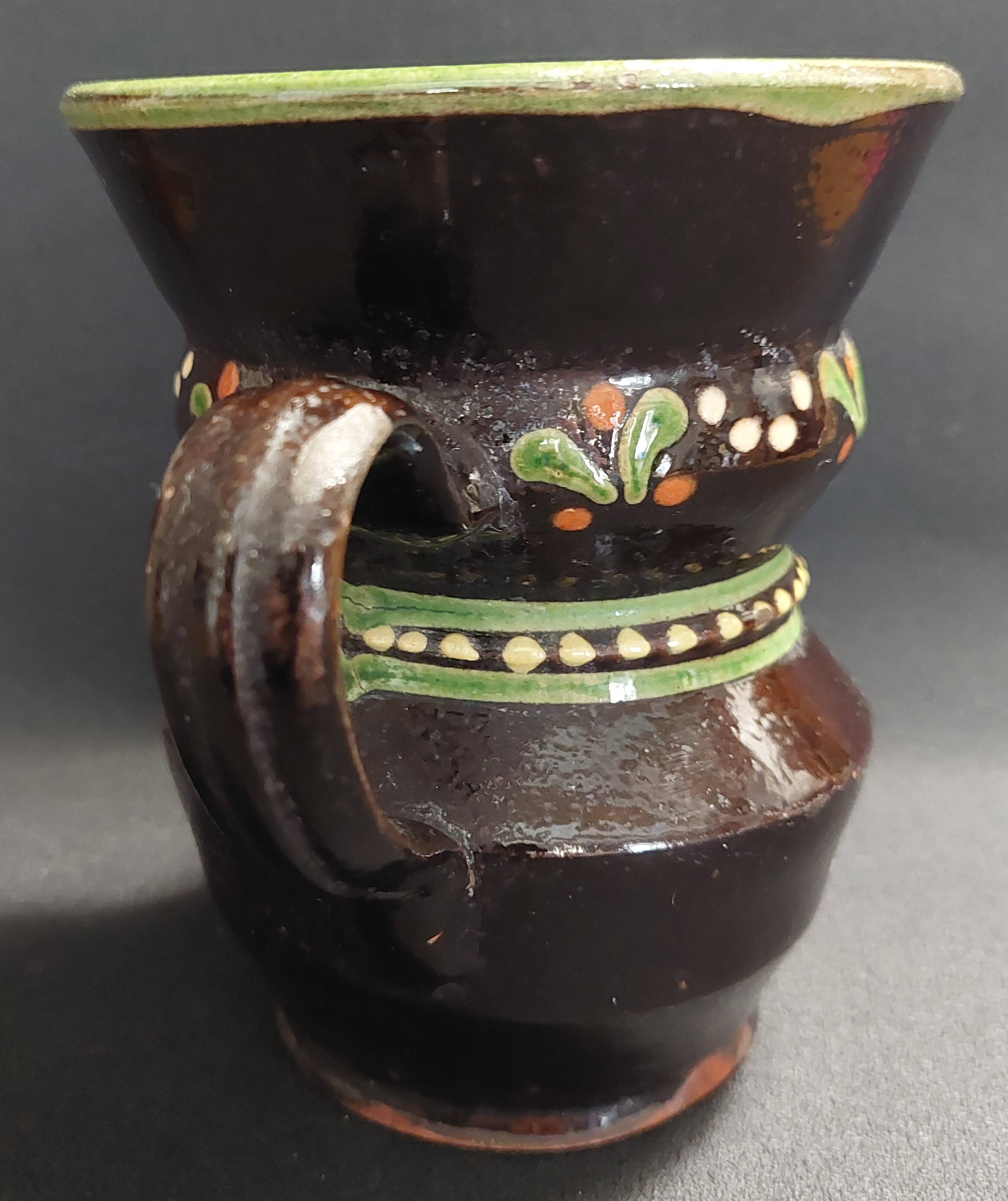 Glazed terracotta pitcher from Savoie, early 20th century