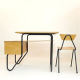 Wooden school desk and chair