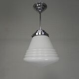 Art Deco pendant lamp with ribbed white globe, 1930s