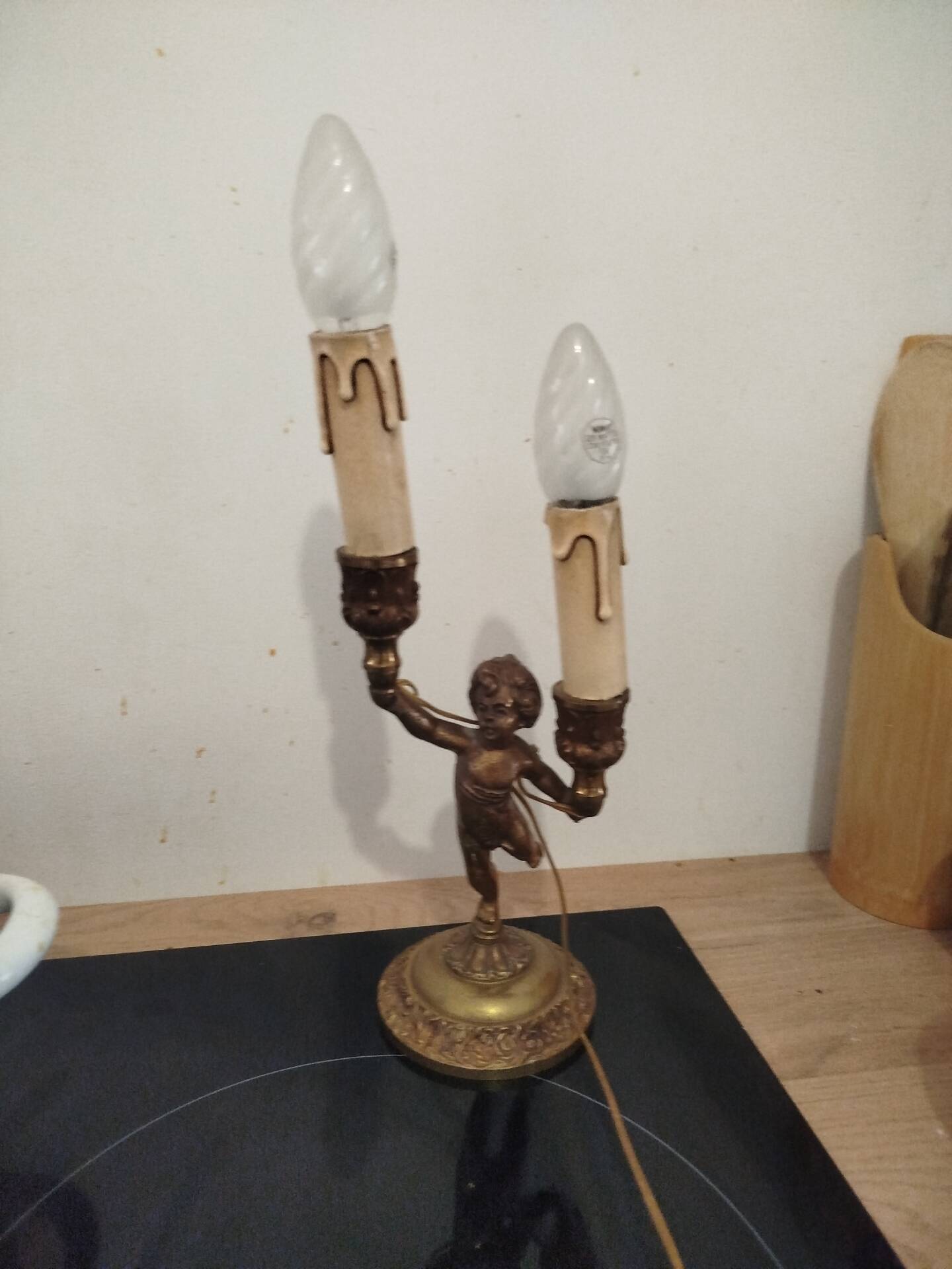 Lampe de table candélabre en laiton