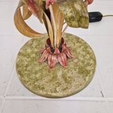 Italian Floor Lamp with Metal Stems, Leaf Details and Murano Glass Flowers