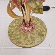 Italian Floor Lamp with Metal Stems, Leaf Details and Murano Glass Flowers