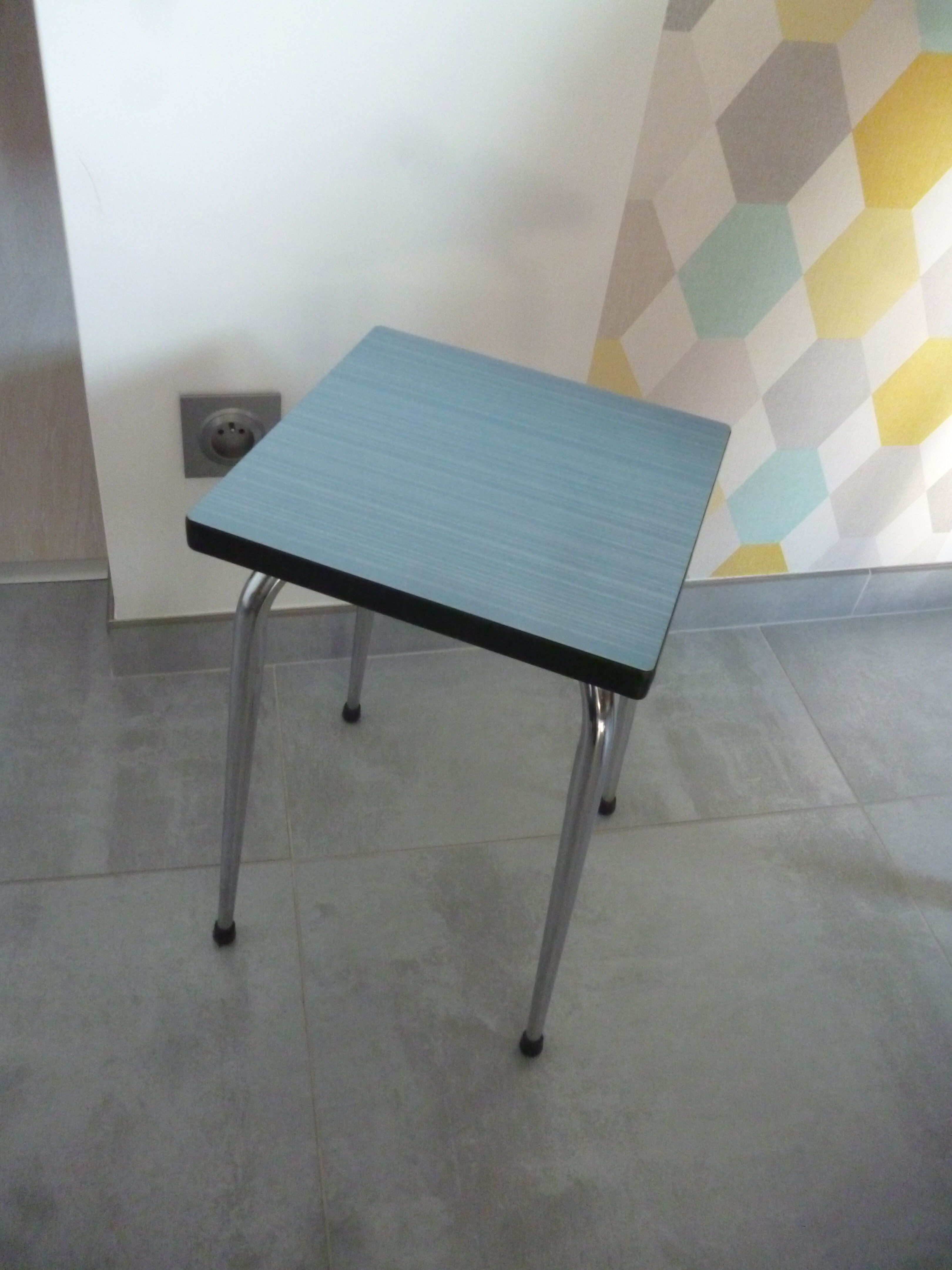 Blue Formica stool