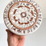 Handcrafted terracotta wall lamp enamelled bordeaux center