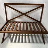Solid oak terrace bench from the 70s
