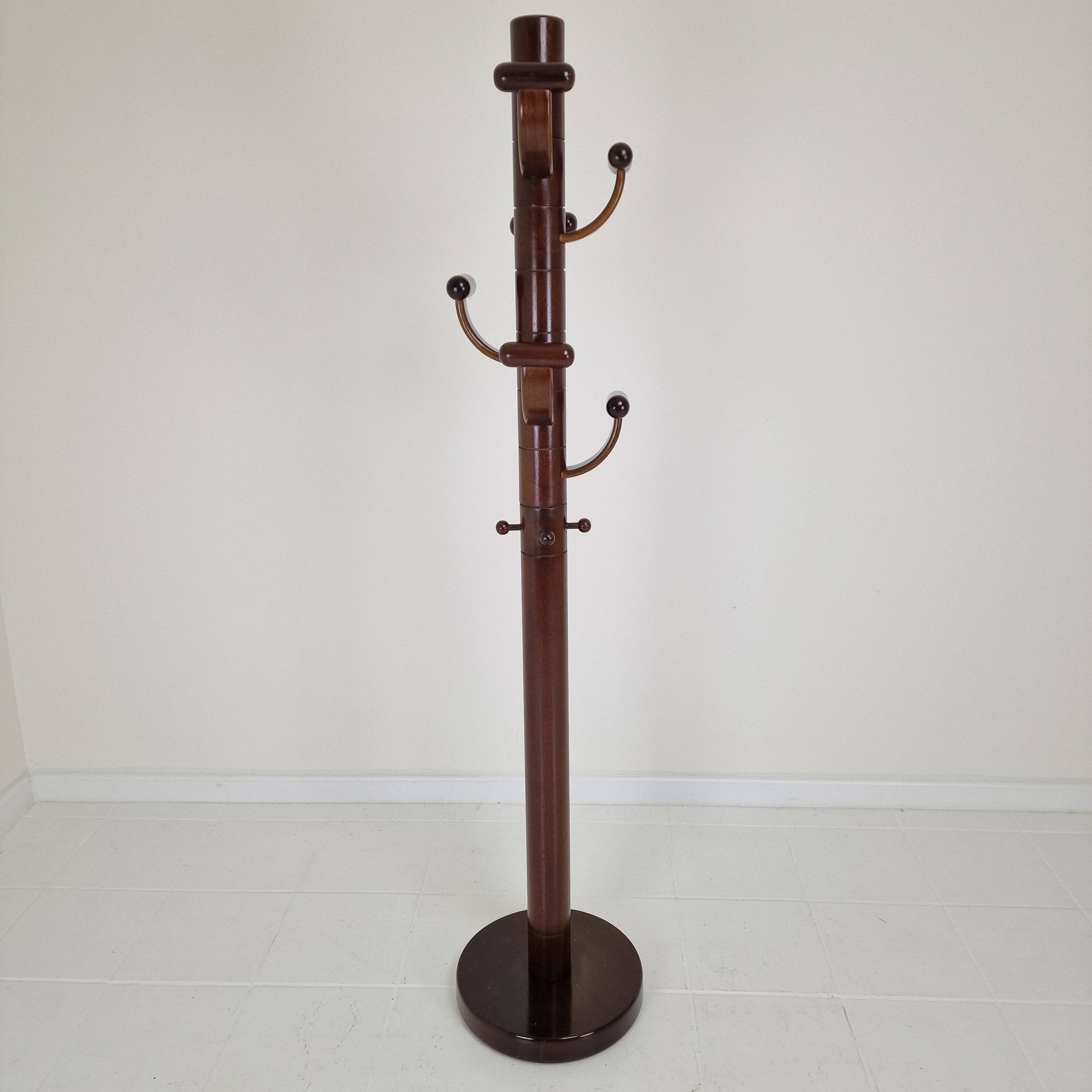 Italian Teak Wooden Coat Rack, 1980s