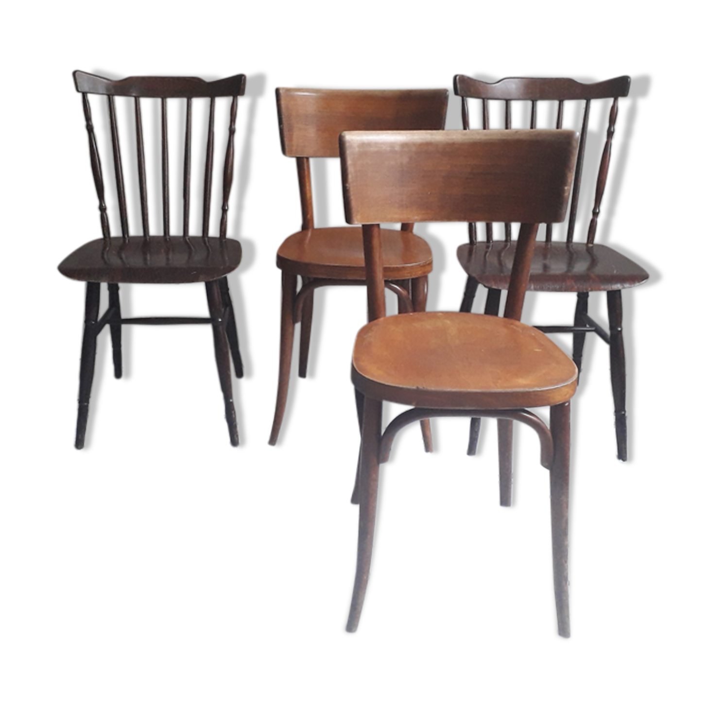 Set de 4 chaises bistrot dépareillées
