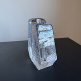 Textured glass button vase in mid-century brutalist style.