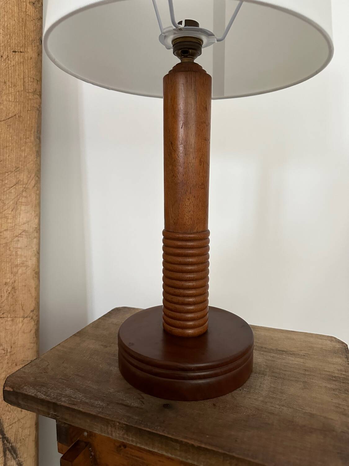 Art Deco turned wood lamp