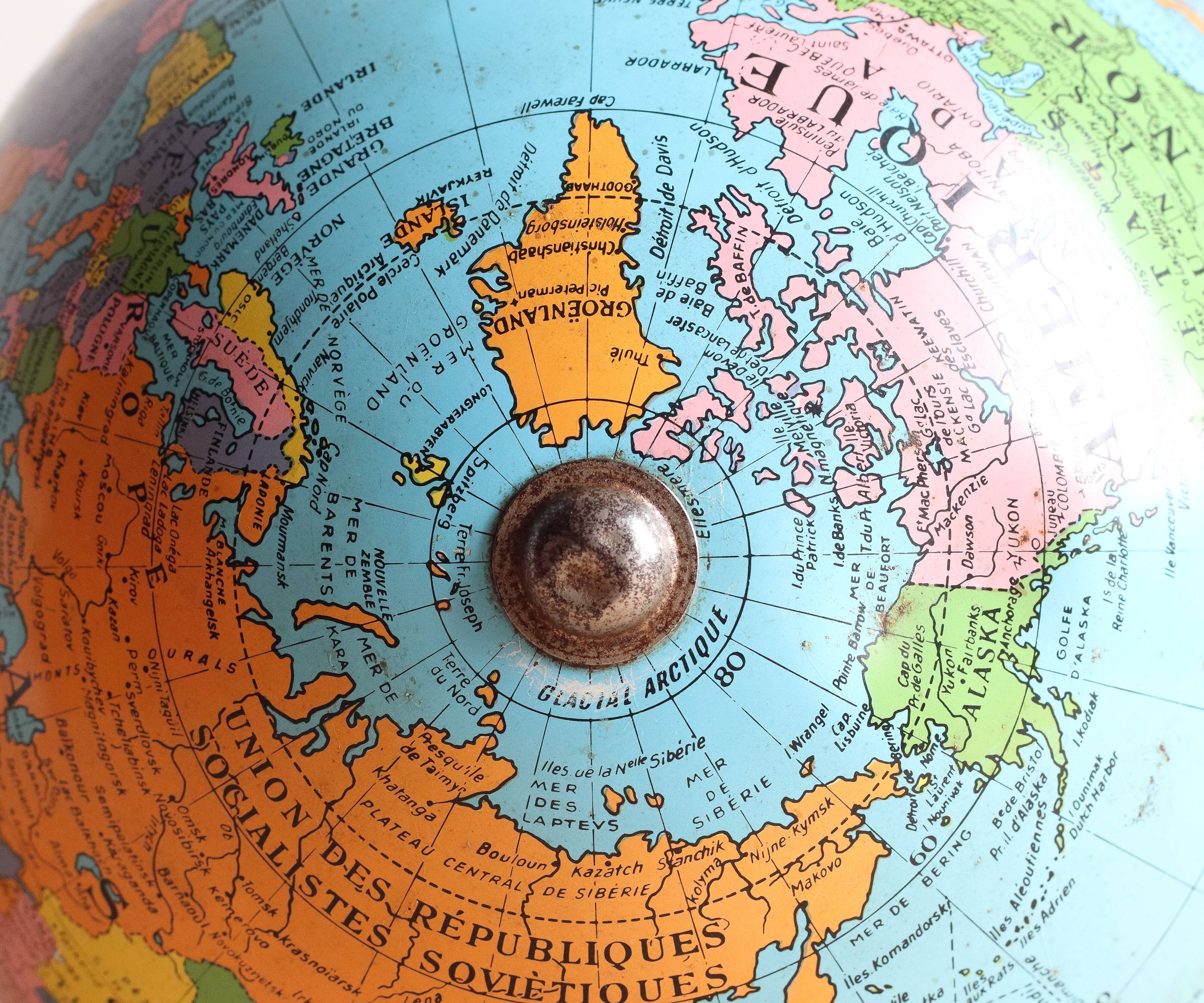 Globe terrestre Taride tripode en métal des années 60