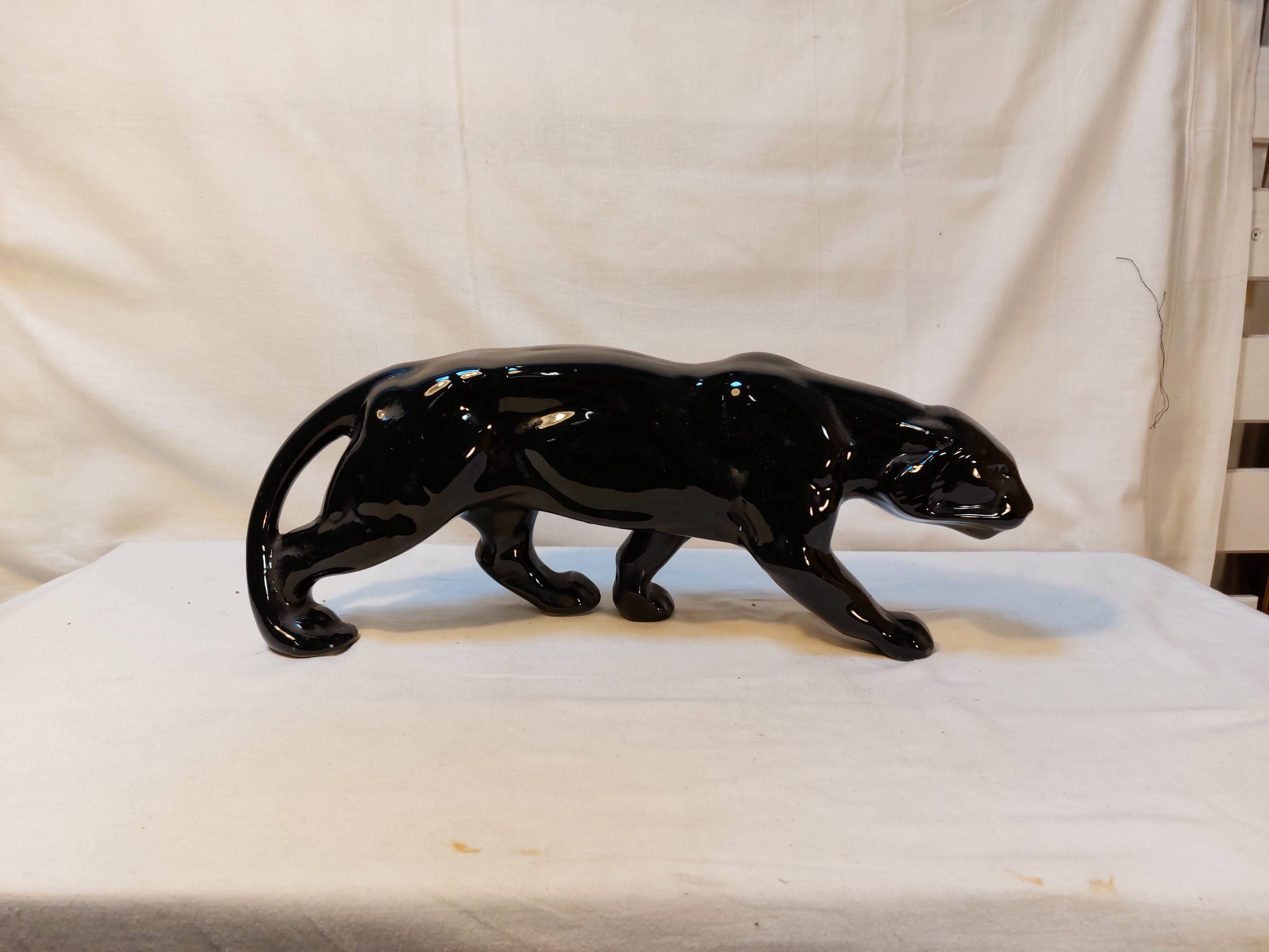 Art Deco Style Black Panther Ceramic