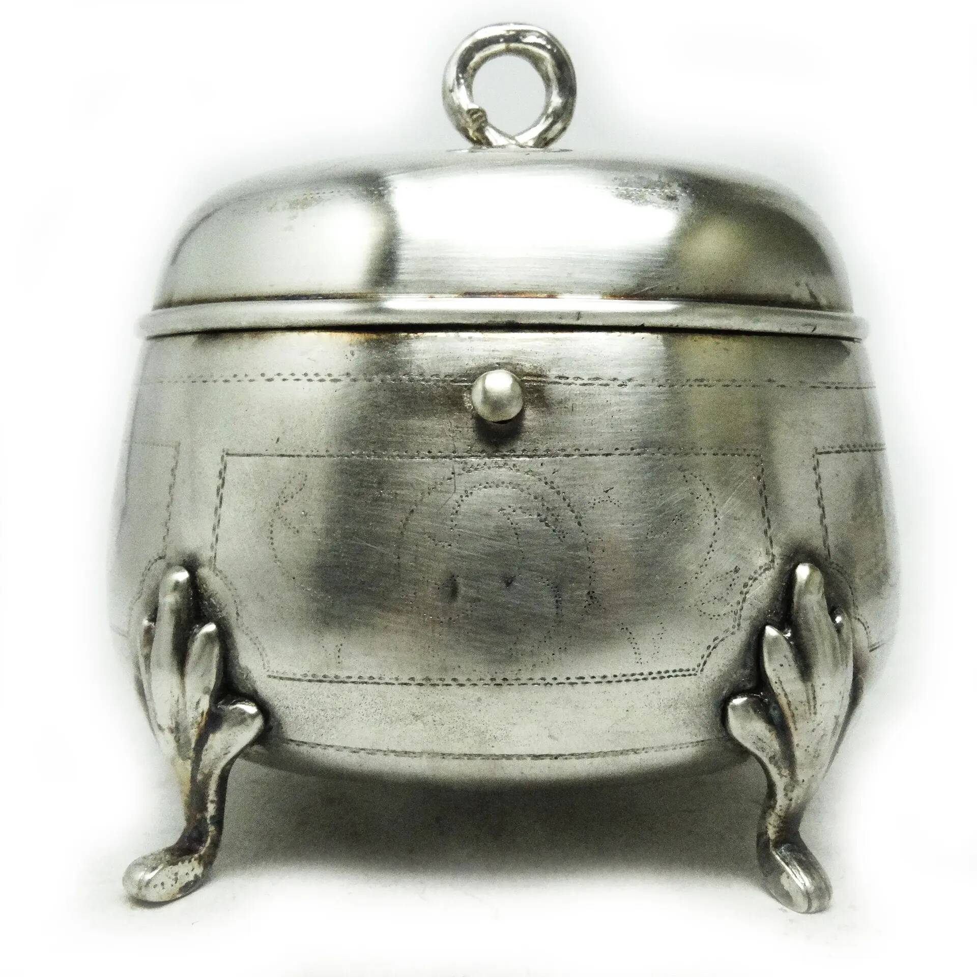 Biedermeier sugar bowl, silver-plated brass, Poland, 19th century