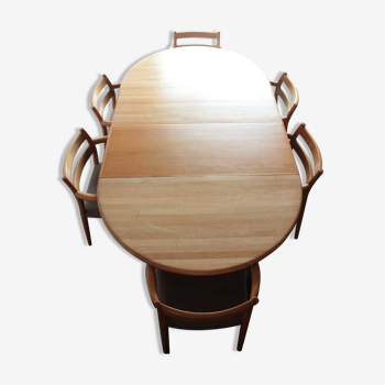 Ensemble table et 6 chaises Danois, par Niels Moller, 1960
