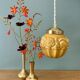 Vintage art deco globe pendant light in ochre opaline