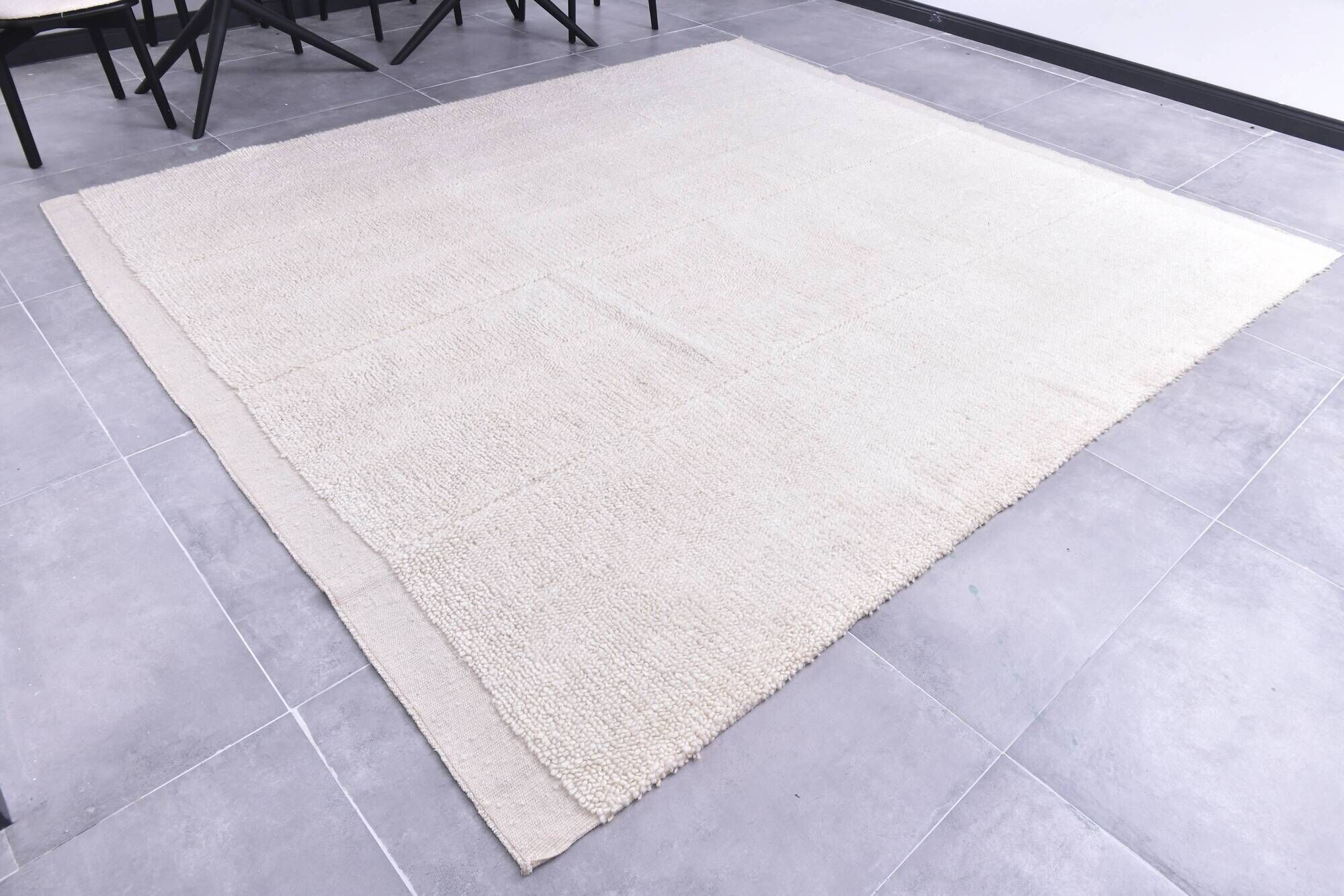 9x10 Handmade Wool White Moroccan Rug, 266x296Cm