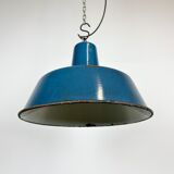 Industrial Blue Enamel Factory Pendant Lamp, 1960s