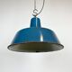 Suspension industrielle en émail bleu d’usine années 1960