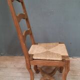 Series of 4 chairs "sheep's bones" with straw seats