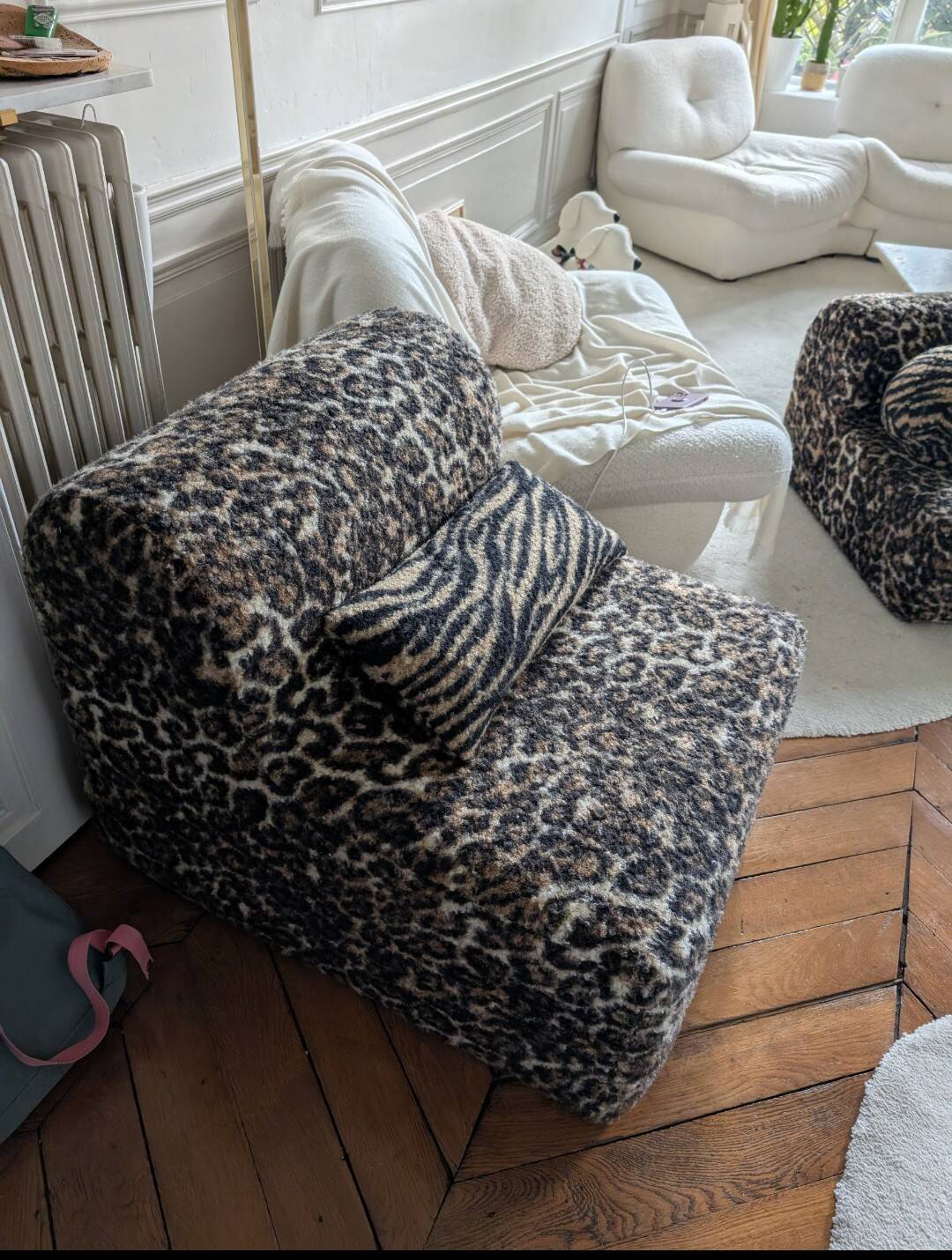 Leopard boucle wool armchair