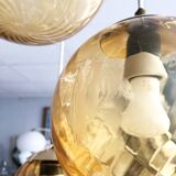 Vintage smoked glass pendant light, Parscot circa 1970.