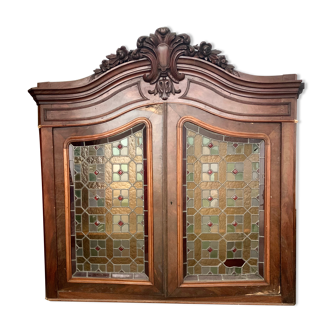 Top sideboard with antique stained glass doors
