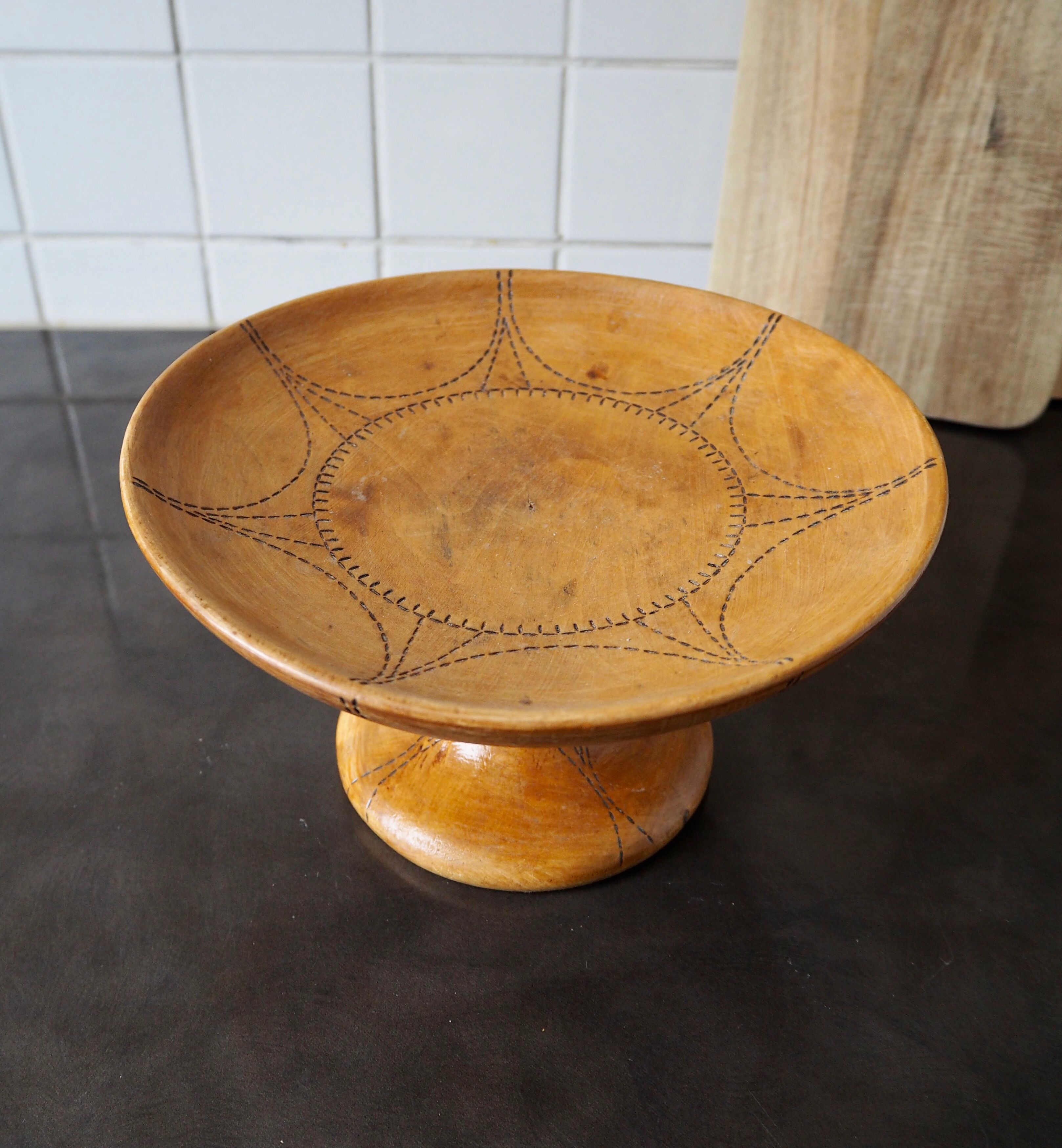 Wooden compotier folk art