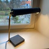 Modernist matte black desk lamp signed Lemag circa 1950