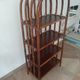 Vintage library 4 levels - wood, bamboo and rattan - retro 80s