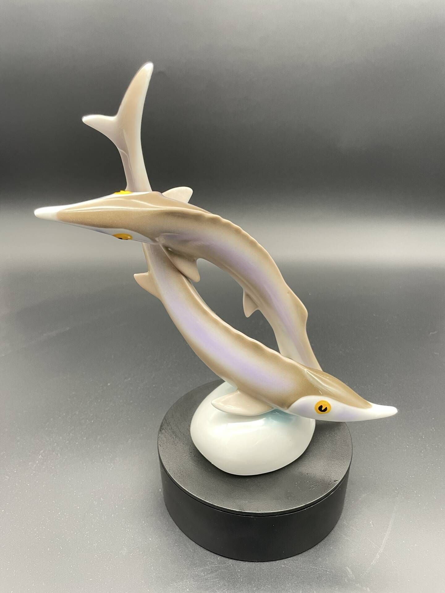 Vintage sculpture of two sturgeons in porcelain Hollóháza – Hungary